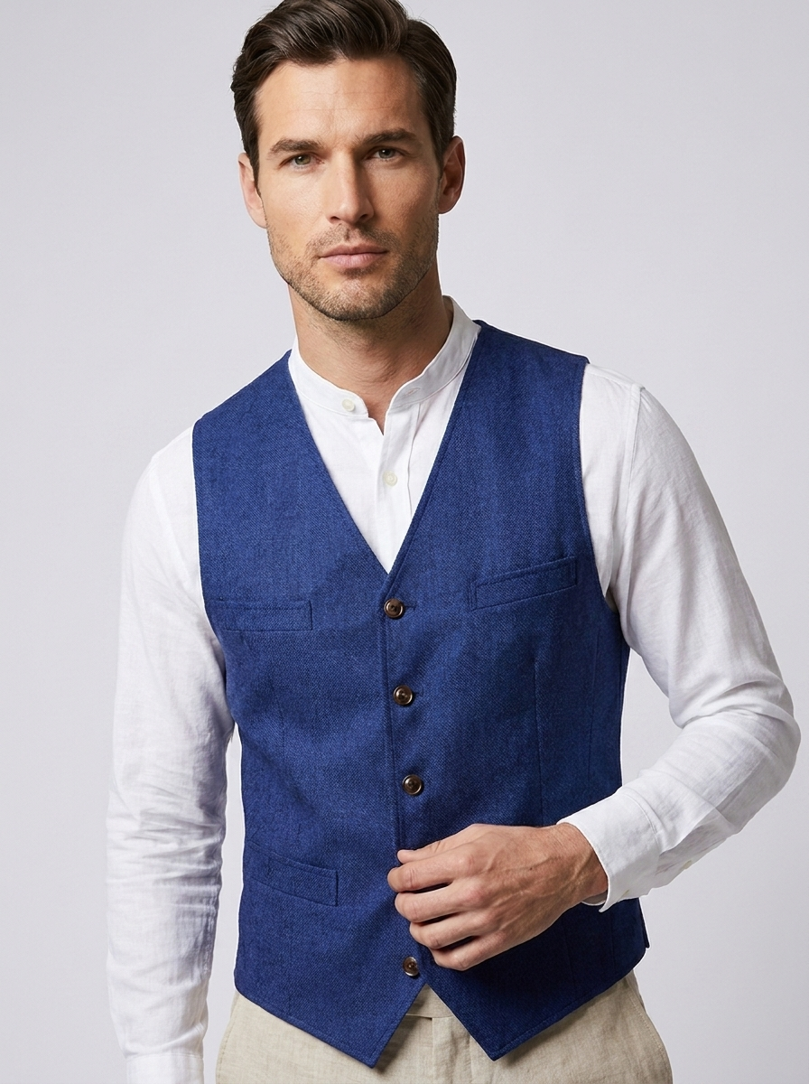 Elegante Herren Weste Mit V-Ausschnitt Und Knopfleiste