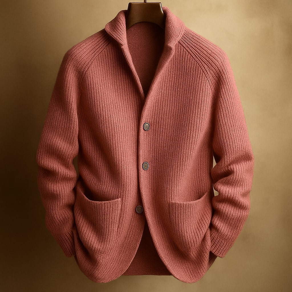 Gerippter Strickcardigan Mit Schalkragen