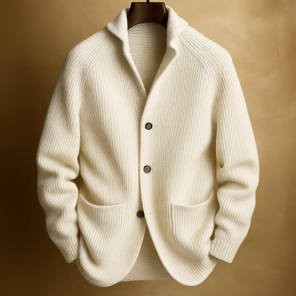 Gerippter Strickcardigan Mit Schalkragen