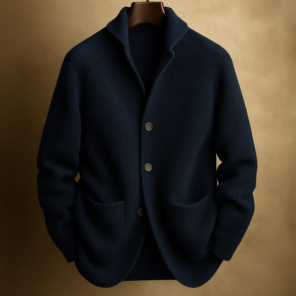 Gerippter Strickcardigan Mit Schalkragen