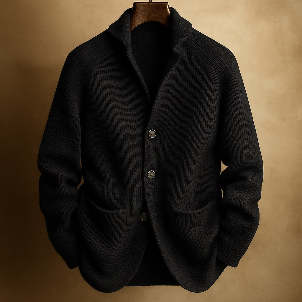 Gerippter Strickcardigan Mit Schalkragen