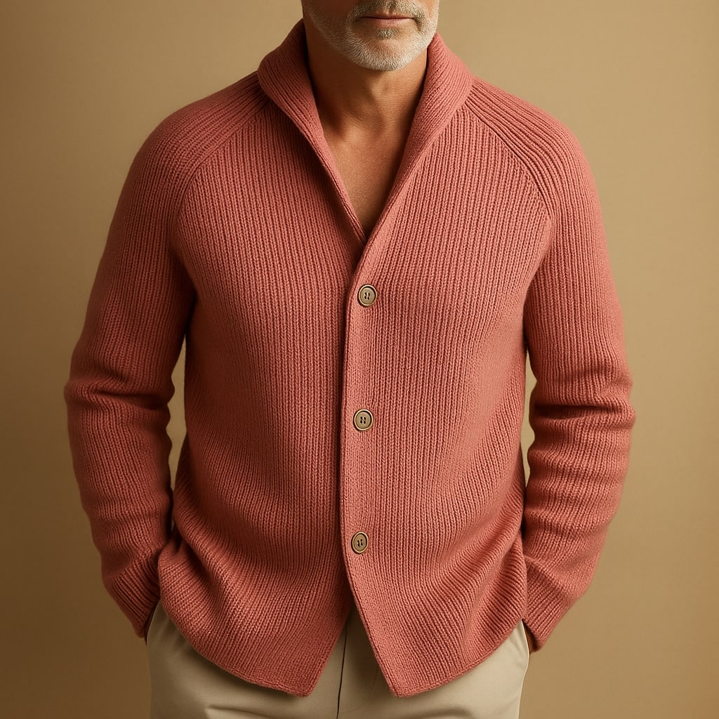 Gerippter Strickcardigan Mit Schalkragen