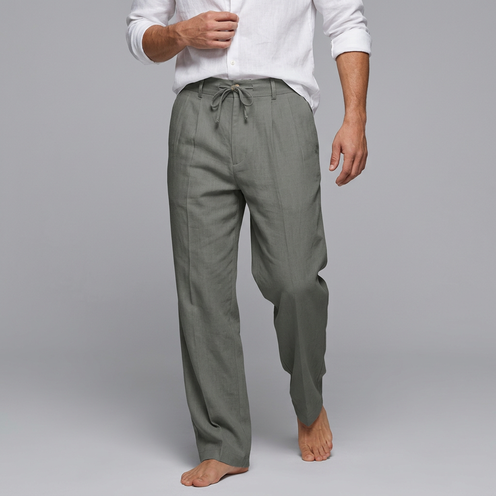 Bundfalten Hose Herren – Kordelzug mit Plissee-Front