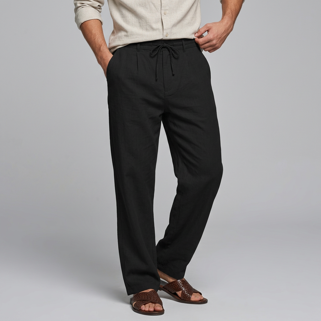 Bundfalten Hose Herren – Kordelzug mit Plissee-Front