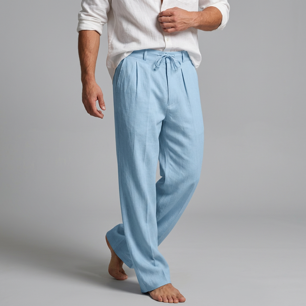 Bundfalten Hose Herren – Kordelzug mit Plissee-Front