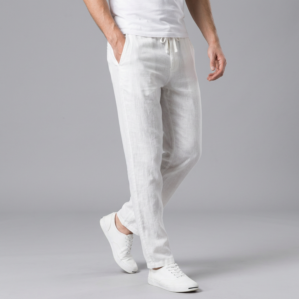 Leinenhose Herren – Elastikbund mit Kordelzug & Seitentaschen