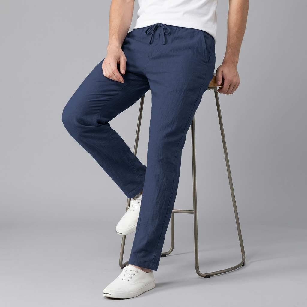 Leinenhose Herren – Elastikbund mit Kordelzug & Seitentaschen