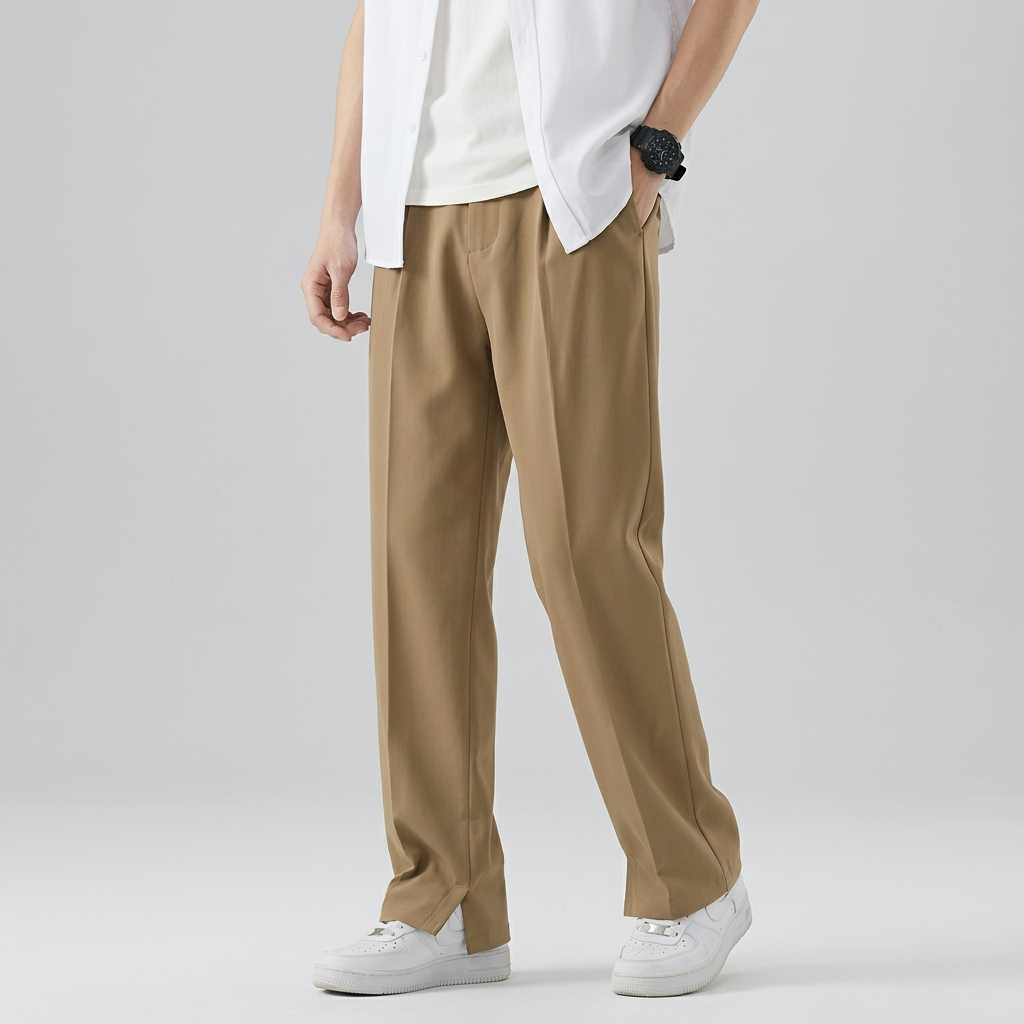 Stoffhose Herren Gerader Schnitt – Bundfaltenhose mit Frontnähten