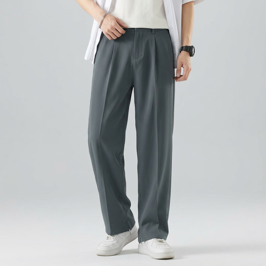 Stoffhose Herren Gerader Schnitt – Bundfaltenhose mit Frontnähten