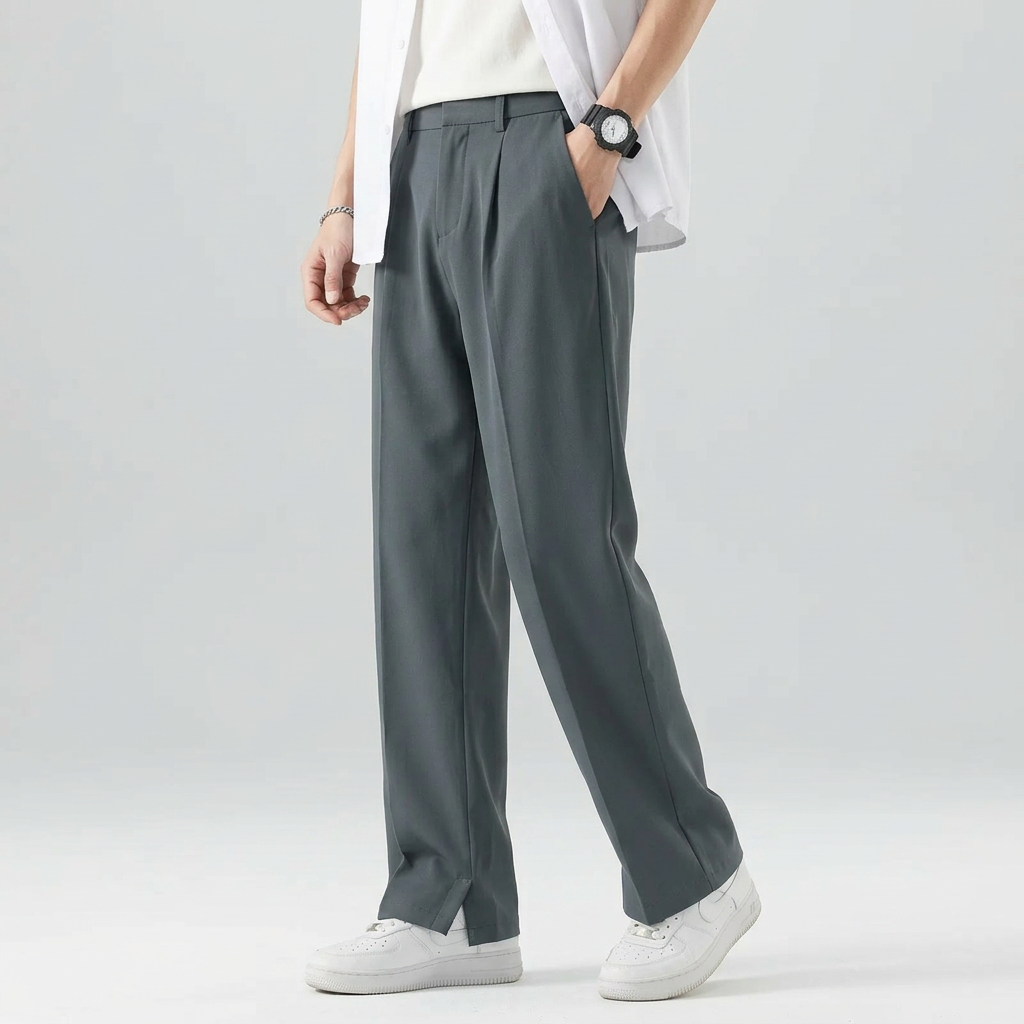 Stoffhose Herren Gerader Schnitt – Bundfaltenhose mit Frontnähten