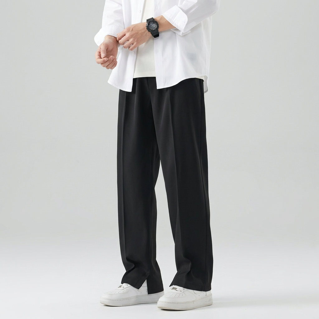 Stoffhose Herren Gerader Schnitt – Bundfaltenhose mit Frontnähten