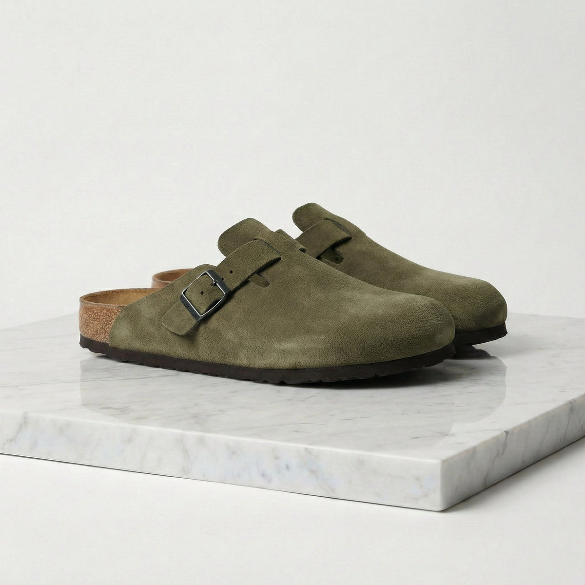Herren Wildleder Sandalen mit Doppelschnalle