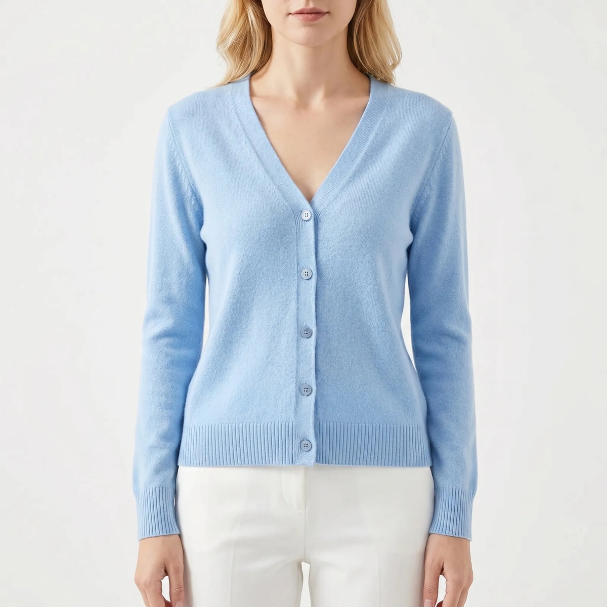 Lockere Feinstrick-Strickjacke mit tiefem V-Ausschnitt