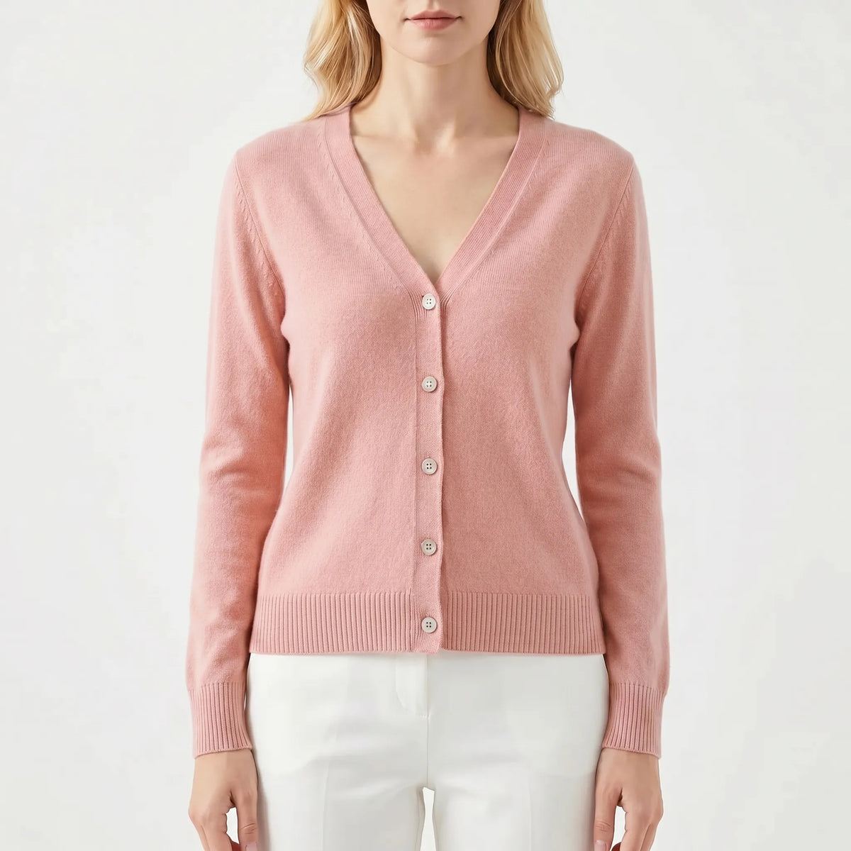 Lockere Feinstrick-Strickjacke mit tiefem V-Ausschnitt