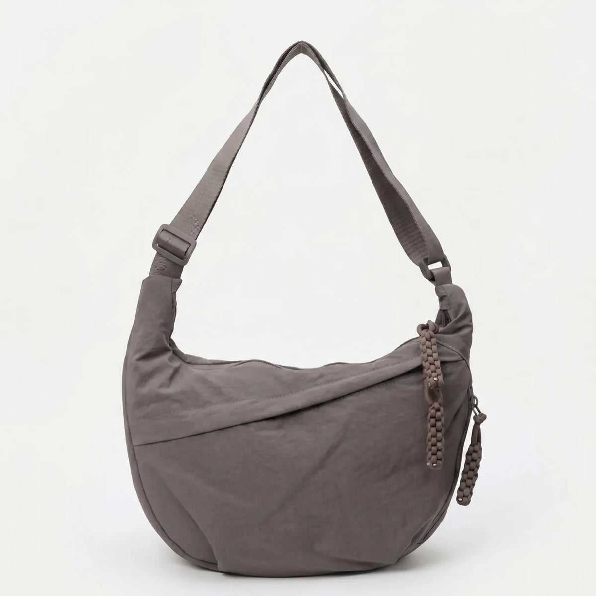 Geräumige Slouchy-Umhängetasche aus Nylon mit Zipper