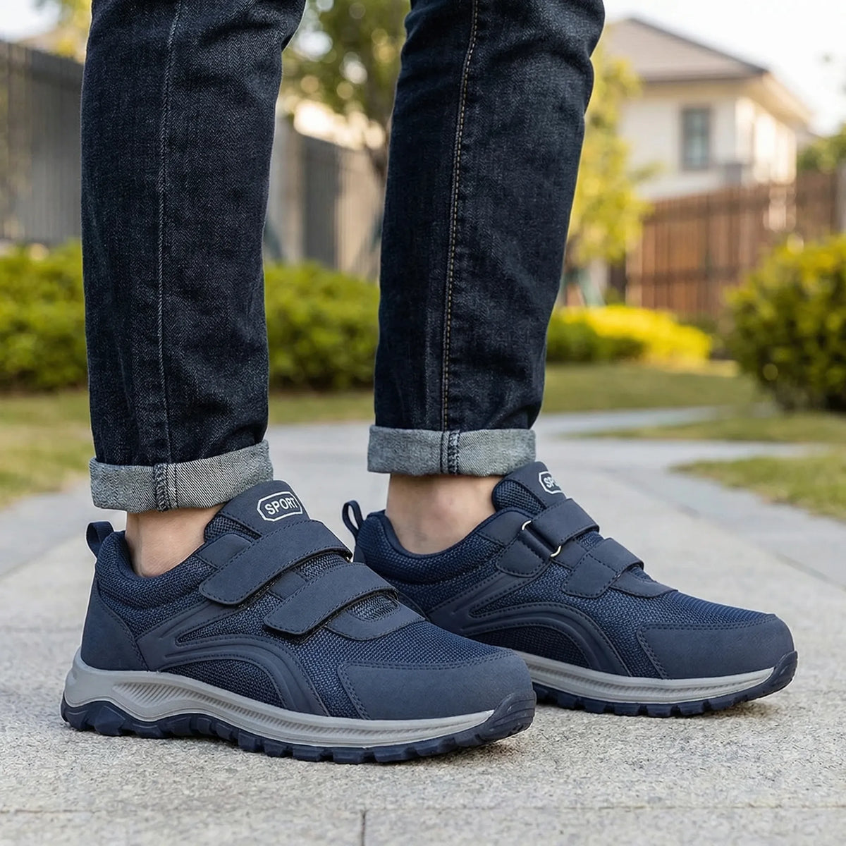 Orthopädischer Gehschuh mit Doppelklettverschluss und breiter Passform