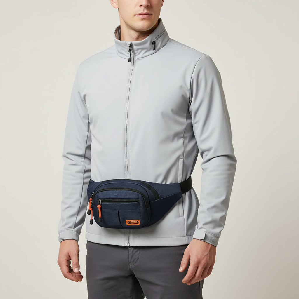 Robuste Gürteltasche mit Reissverschlussfächern für Alltag und Arbeit