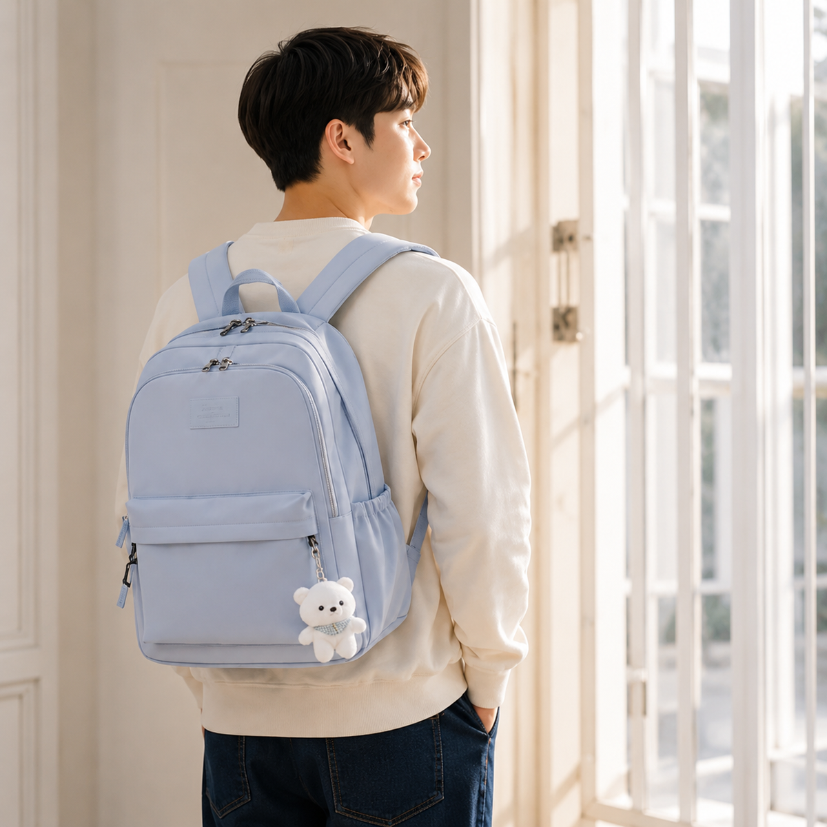 Geräumiger Nylon-Rucksack mit Laptopfach für Uni und Reisen