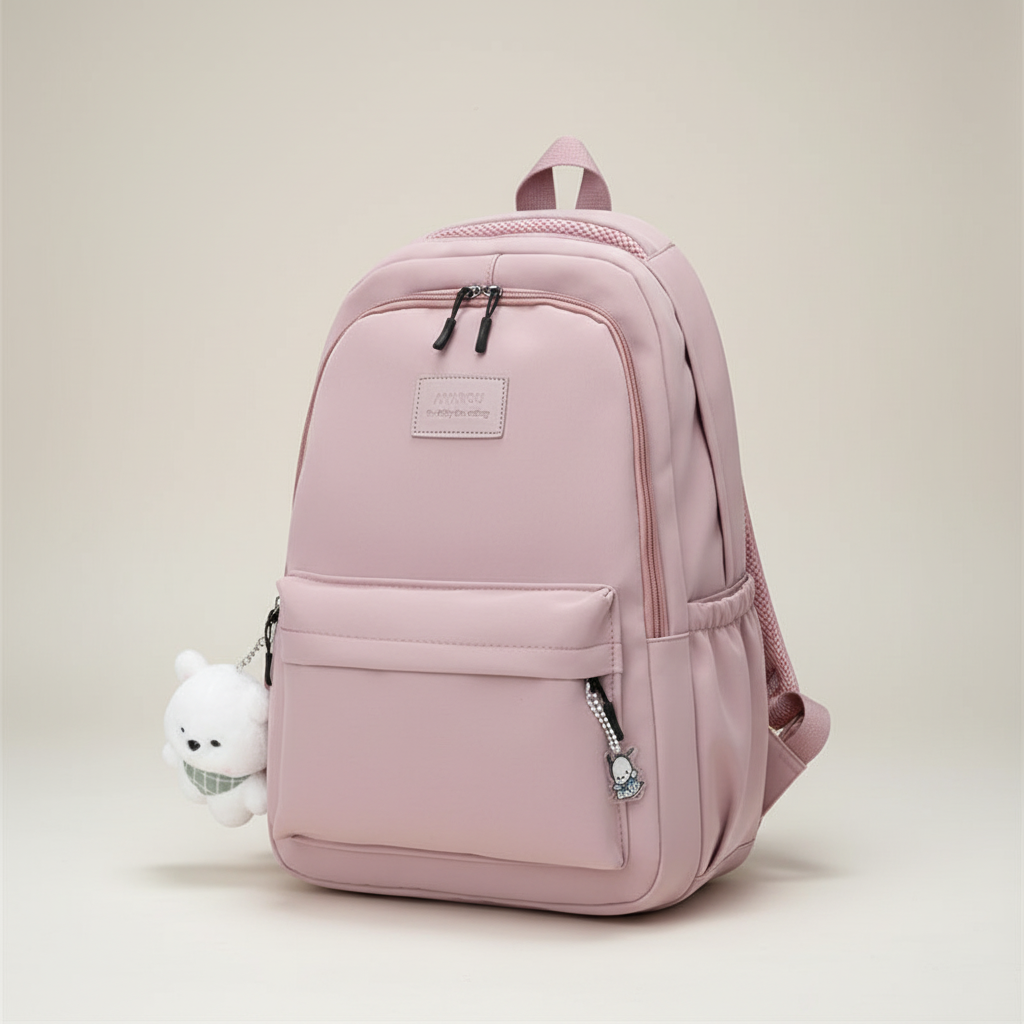 Geräumiger Nylon-Rucksack mit Laptopfach für Uni und Reisen