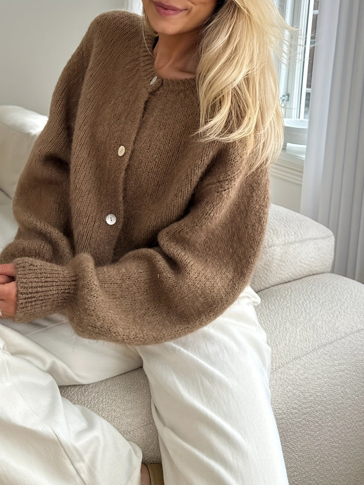 Offene Damen Strickjacke mit Weiter Passform
