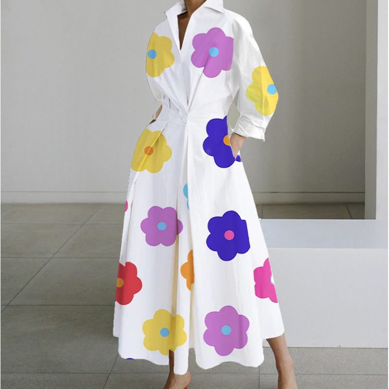 Damen Maxikleid Mit Wickeloptik Und Hemdkragen