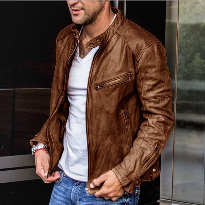 Herren Jacke In Lederoptik Mit Zeitlosem Schnitt