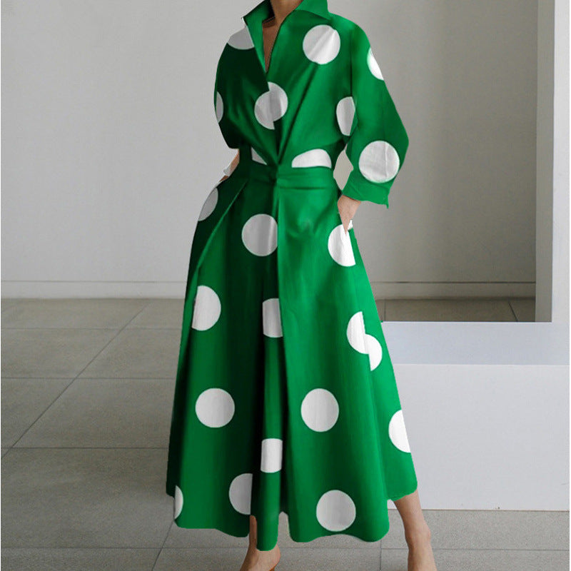 Damen Maxikleid Mit Wickeloptik Und Hemdkragen