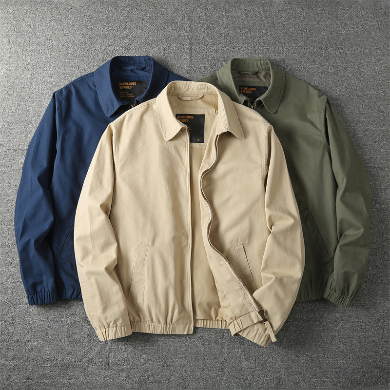 Leichte Herrenjacke mit Reissverschluss und Stehkragen