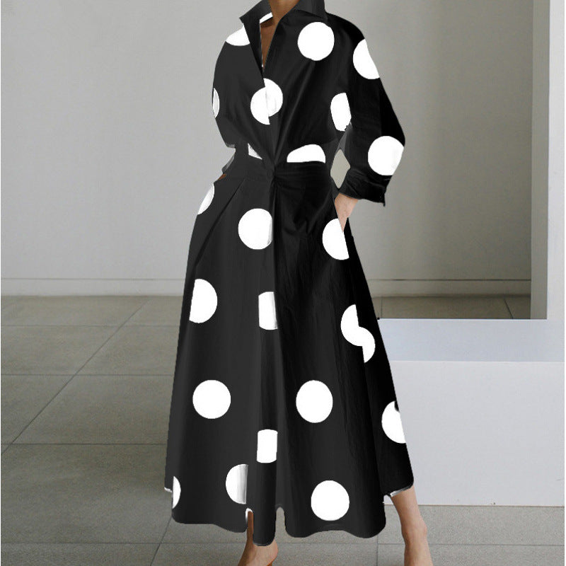 Damen Maxikleid Mit Wickeloptik Und Hemdkragen