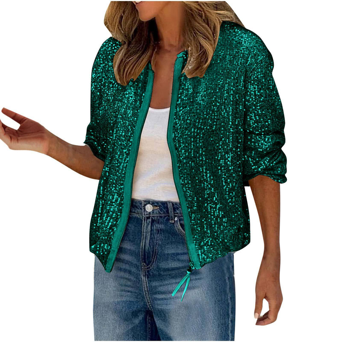 Glitzernde Damen Bomberjacke mit Pailletten