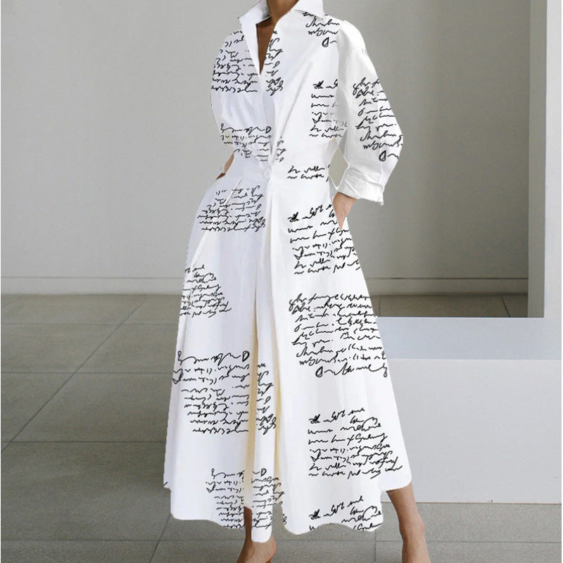 Damen Maxikleid Mit Wickeloptik Und Hemdkragen