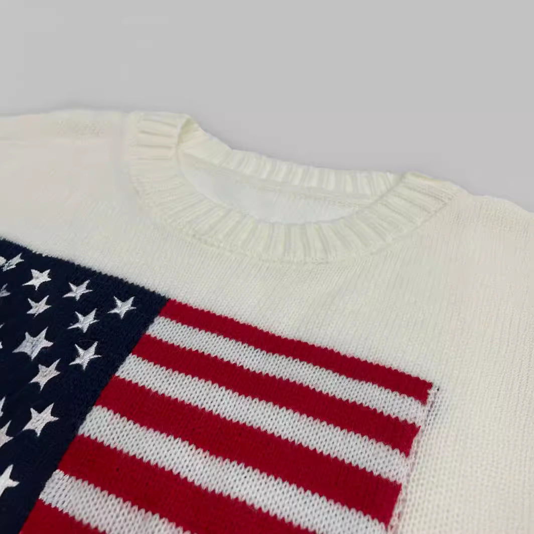 Damen Strickpullover mit Flaggenmotiv