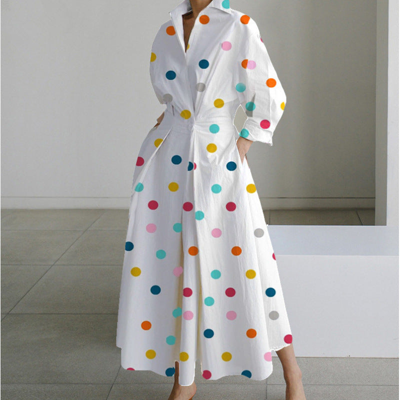 Damen Maxikleid Mit Wickeloptik Und Hemdkragen