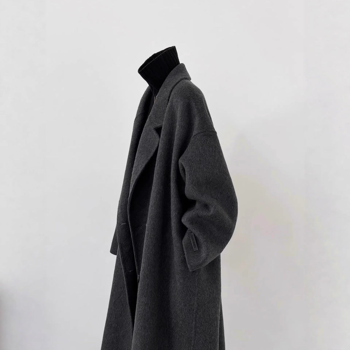 Oversize Damen Wollmantel mit Weitem Revers
