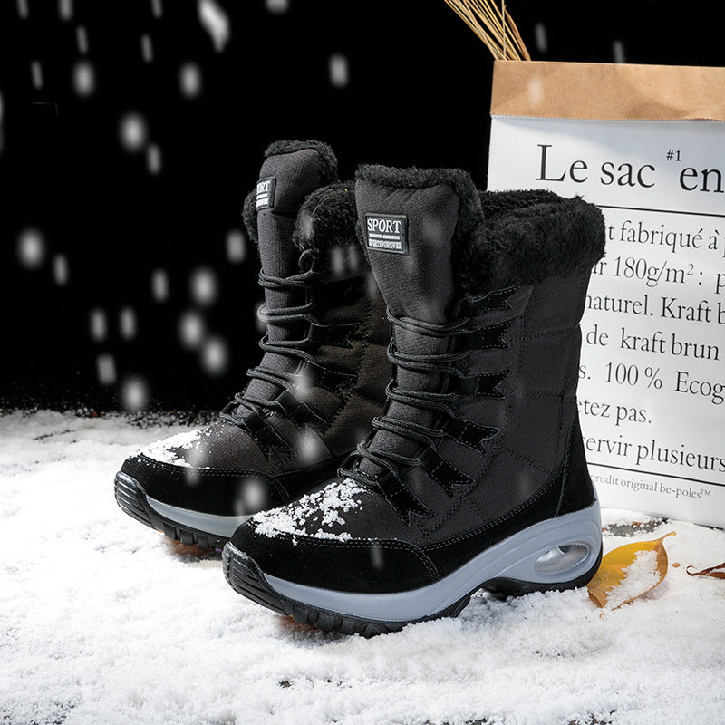 Gefütterte Barfuss-Winterstiefel mit rutschfester Sohle