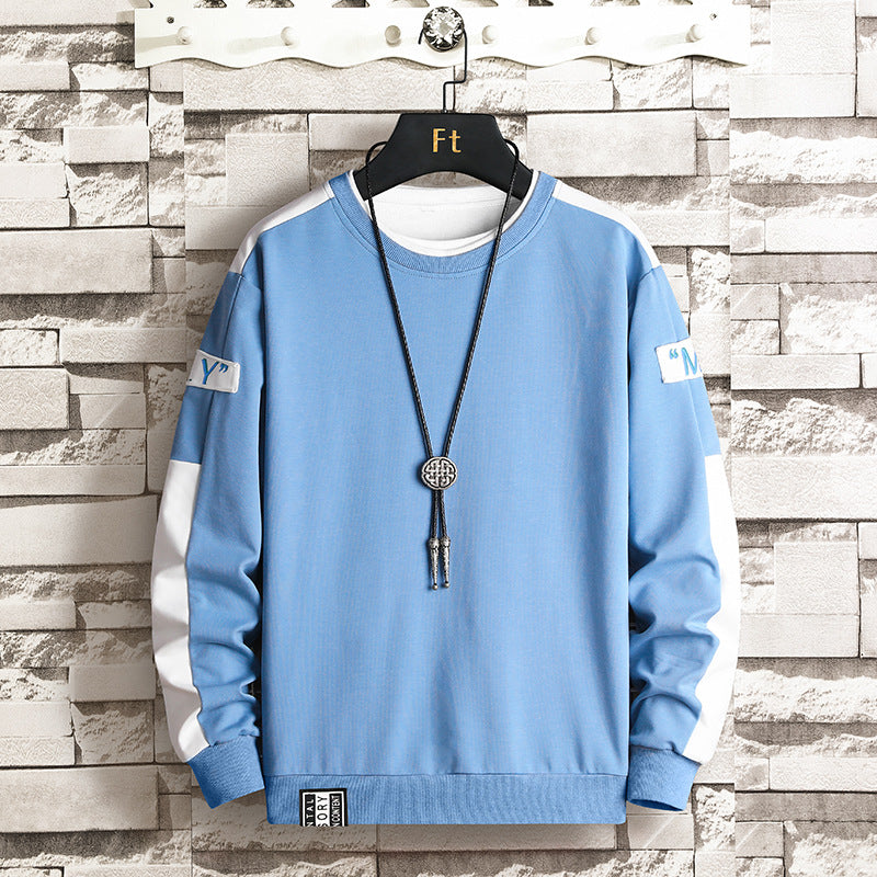 Herren Sweatshirt mit Kontrastärmeln und Brusttasche