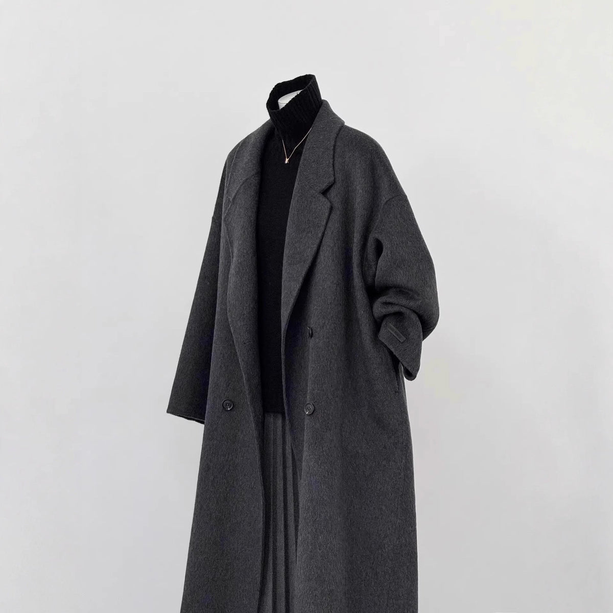 Oversize Damen Wollmantel mit Weitem Revers
