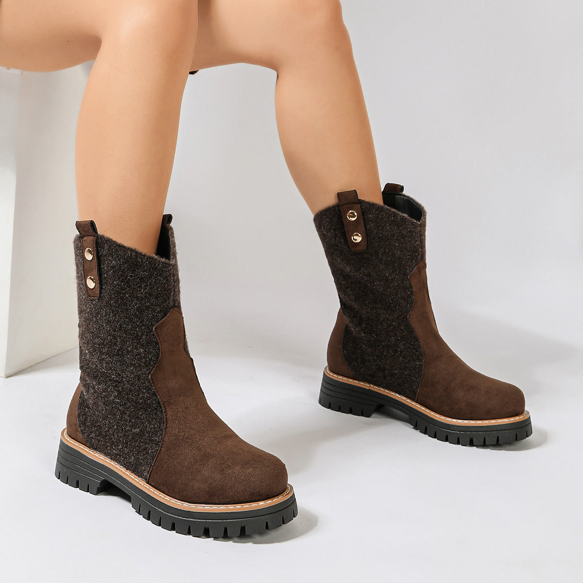 Damen Winterstiefel Mit Fleecefutter Und Gummisohle