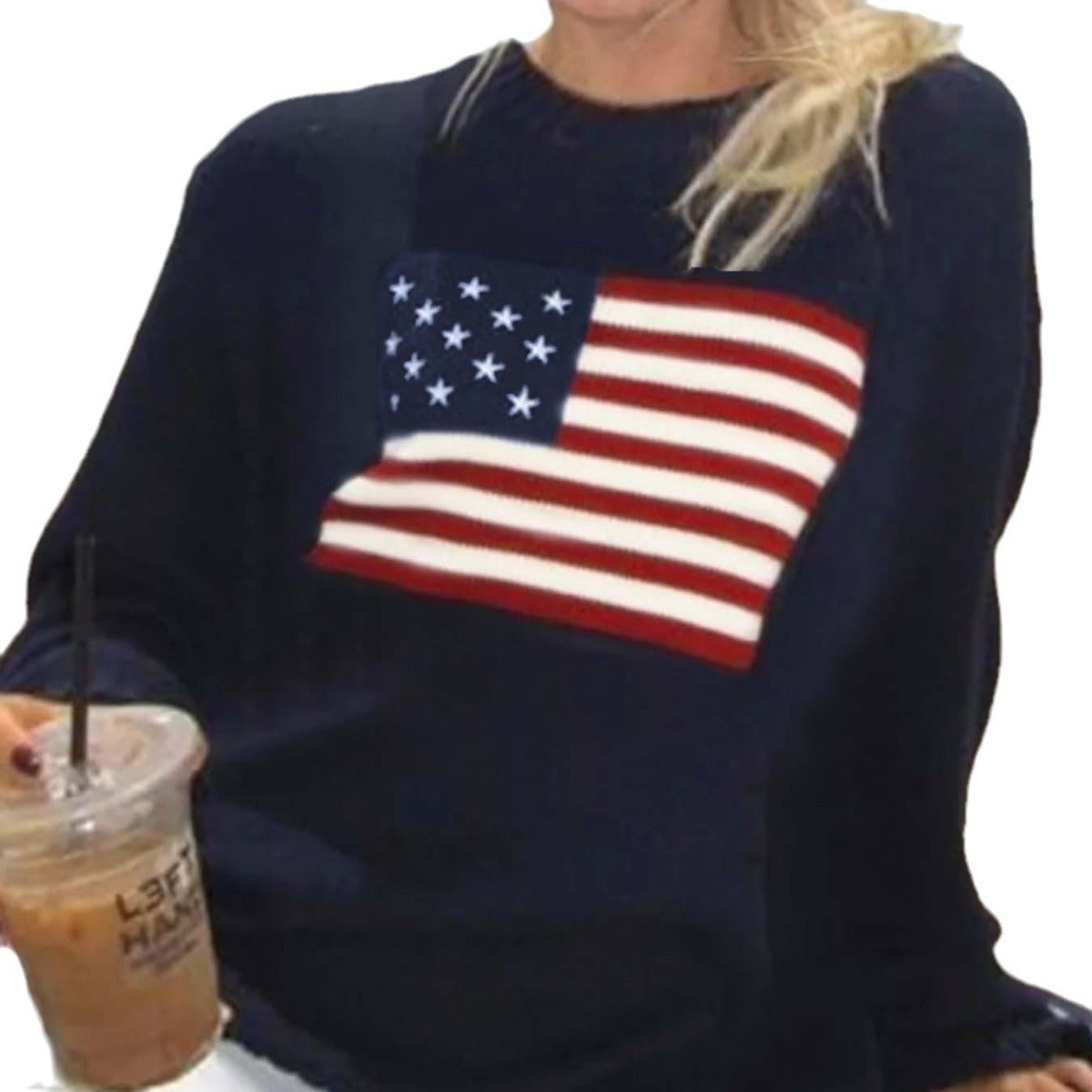 Damen Strickpullover mit Flaggenmotiv