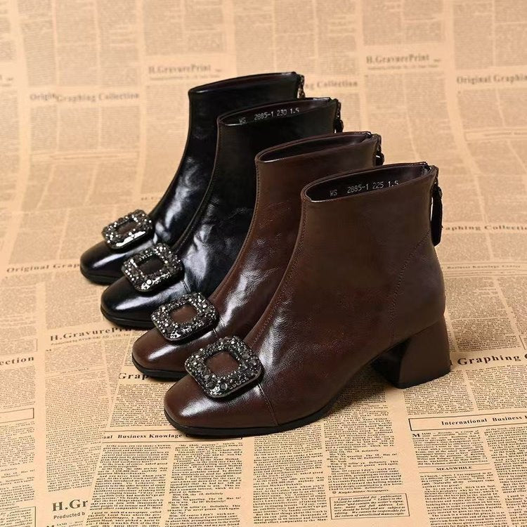 Eckige Damen Stiefeletten Mit Blockabsatz