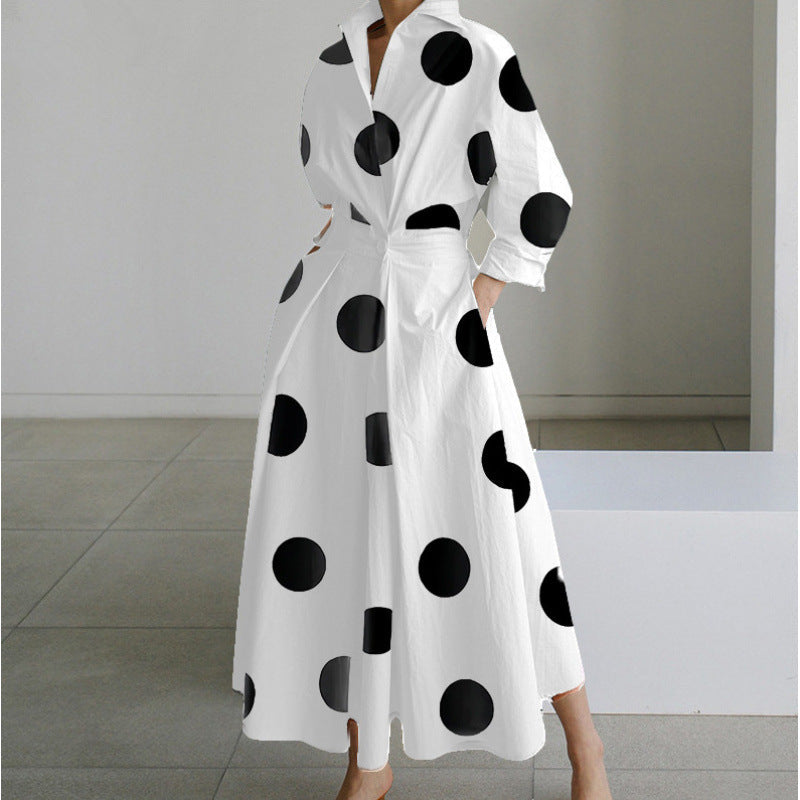 Damen Maxikleid Mit Wickeloptik Und Hemdkragen