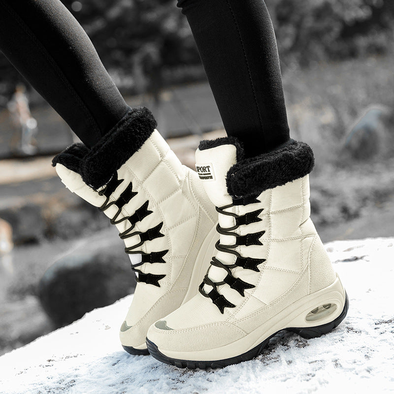 Gefütterte Barfuss-Winterstiefel mit rutschfester Sohle