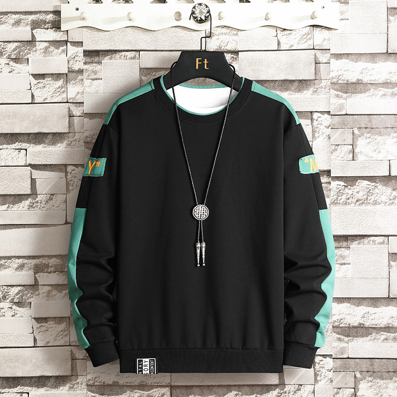 Herren Sweatshirt mit Kontrastärmeln und Brusttasche