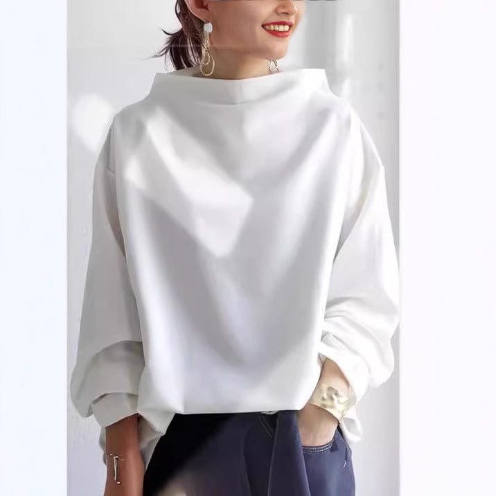 Weiches Damen Stricktop Mit Hohem Kragen