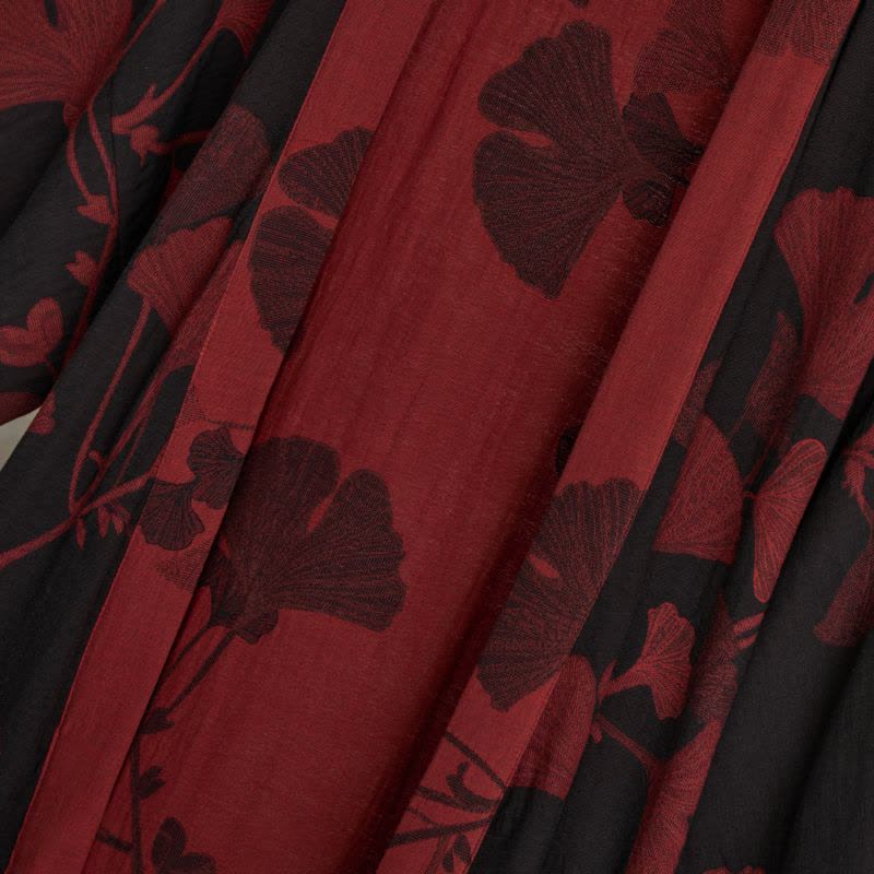 Leichter Kimono Bademantel aus Baumwolle mit Ginkgo-Muster