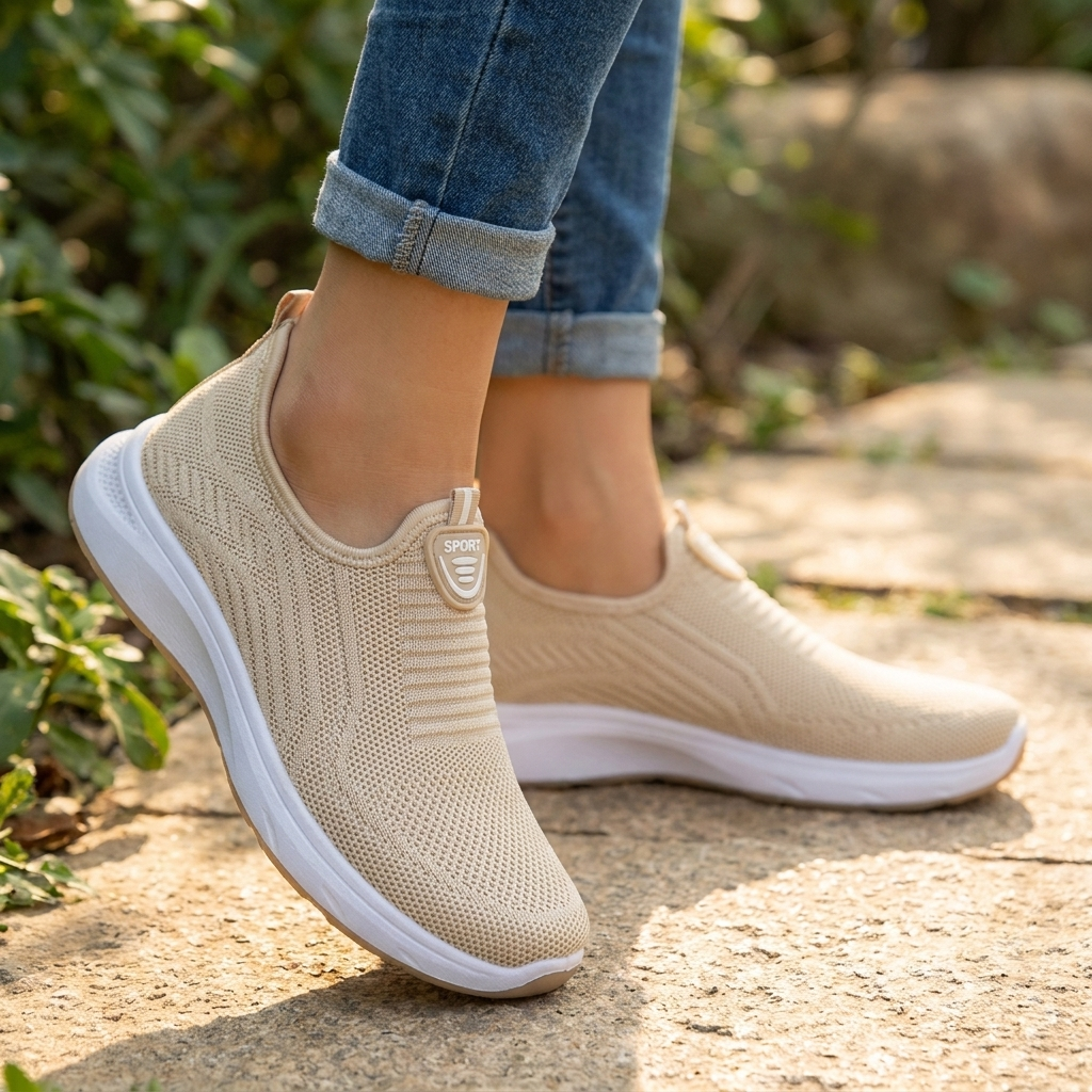 Leichte Damen Slip-On Sneaker aus Strick