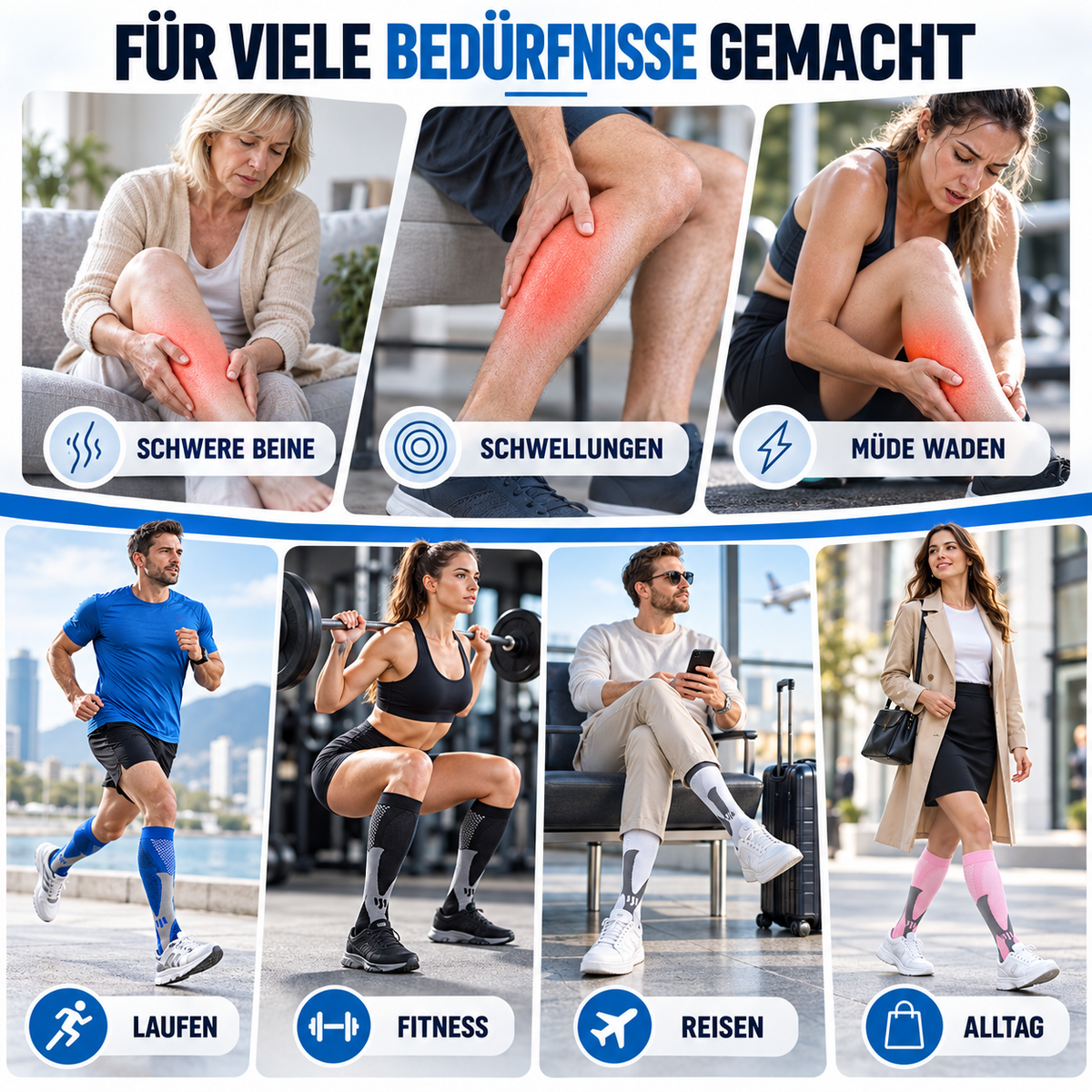 Atmungsaktive Sport-Kompressionsstrümpfe für Training und Alltag