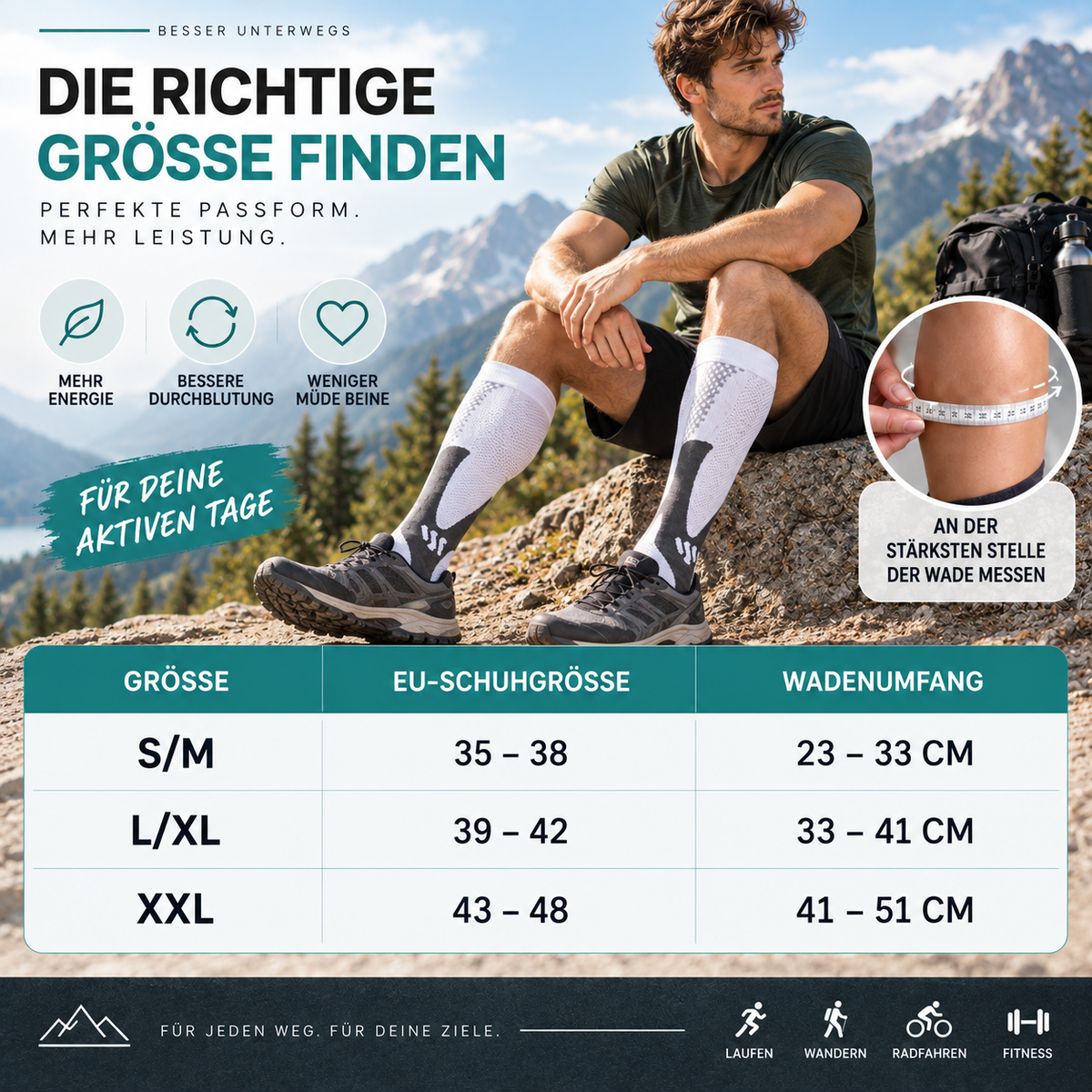 Atmungsaktive Sport-Kompressionsstrümpfe für Training und Alltag