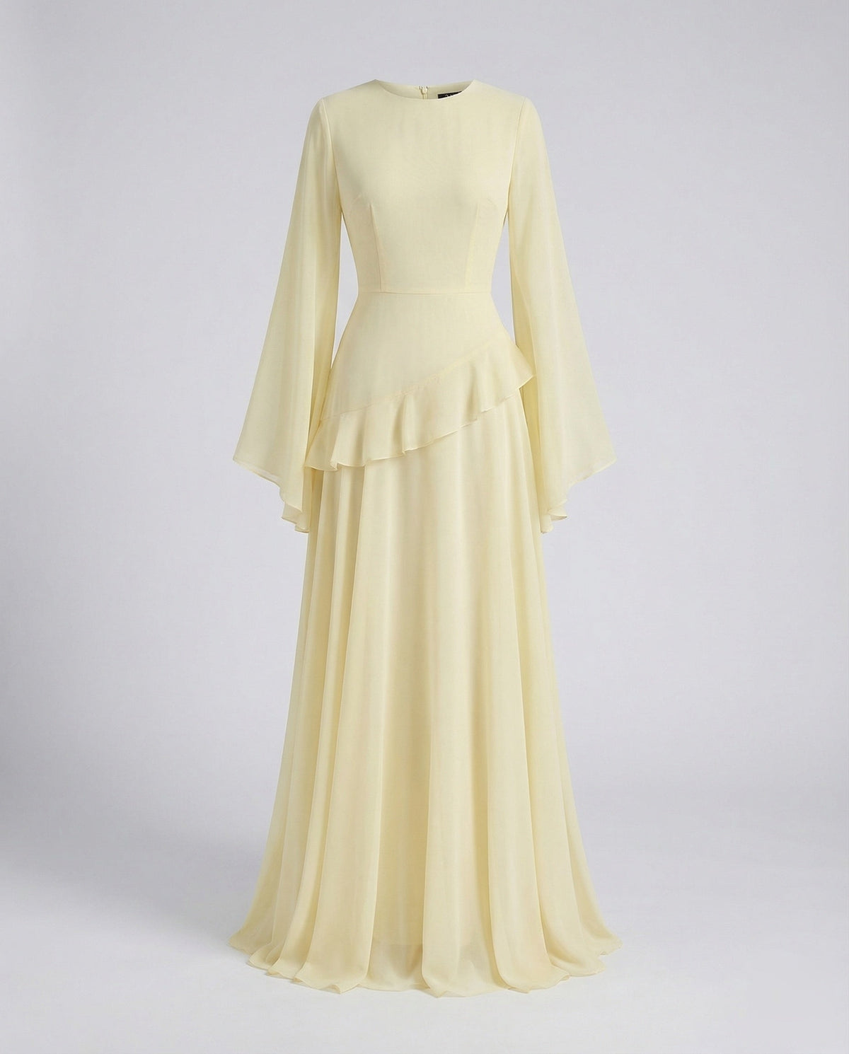 Elegantes Damen Maxikleid mit Glockenärmeln und Stufenrock