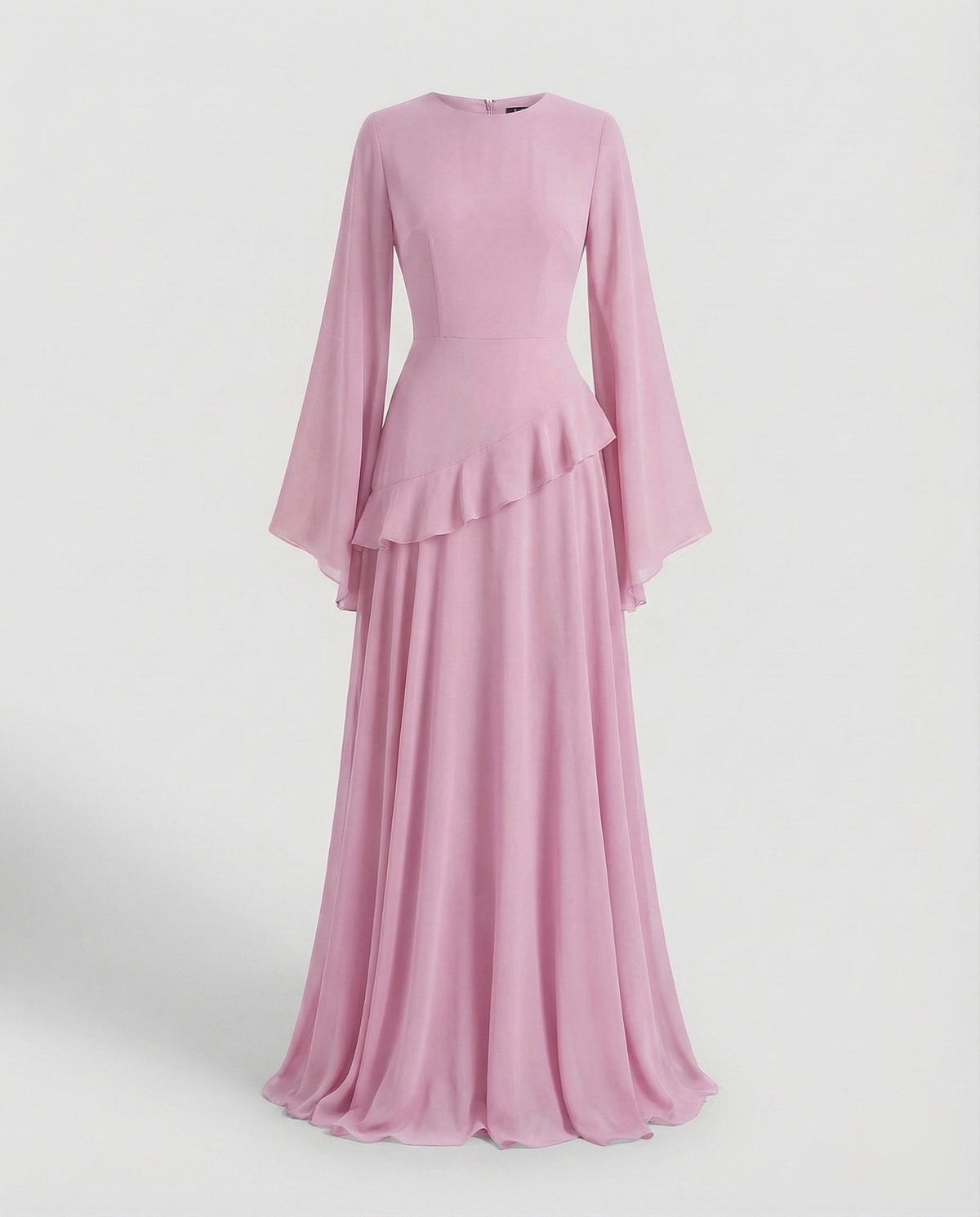 Elegantes Damen Maxikleid mit Glockenärmeln und Stufenrock